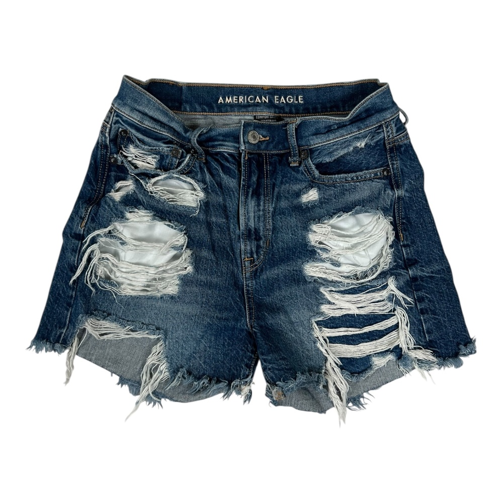 American Eagle Shorts Womens 4 Blue 90s Boyfriend Distressed Denim Cutoff